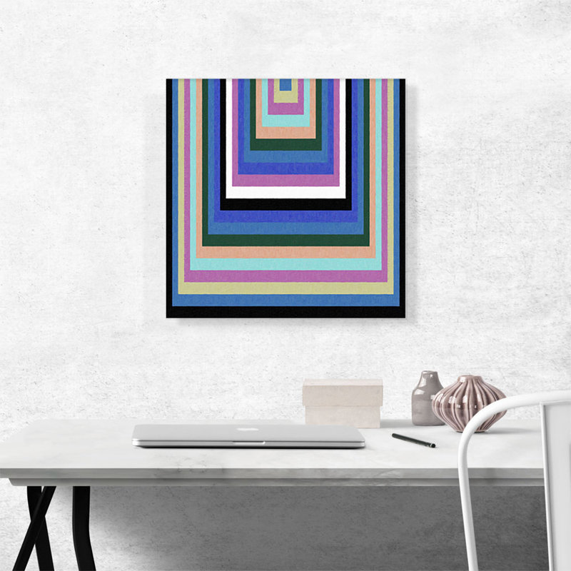 Mid-Century Modern Stretched Squares - Reproduction d'art graphique sur toile tendue, H 18 po x l 18 po x 1,5 po