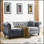 Canapé Chesterfield 80 po en velours gris pour salon, canapé 3 places