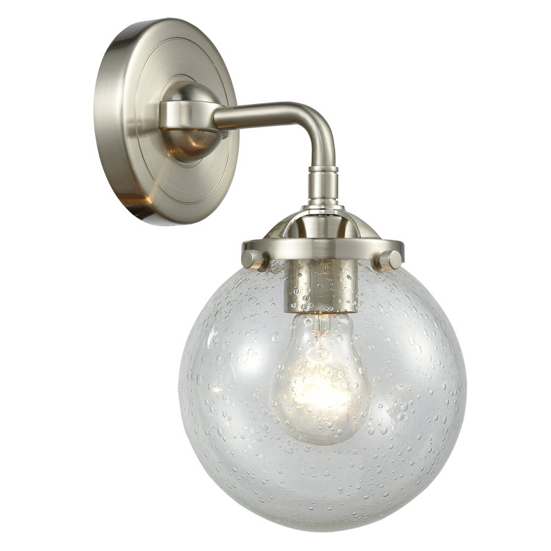 Clementina Armed Sconce, Gloss White, LED, Brushed Satin Nickel