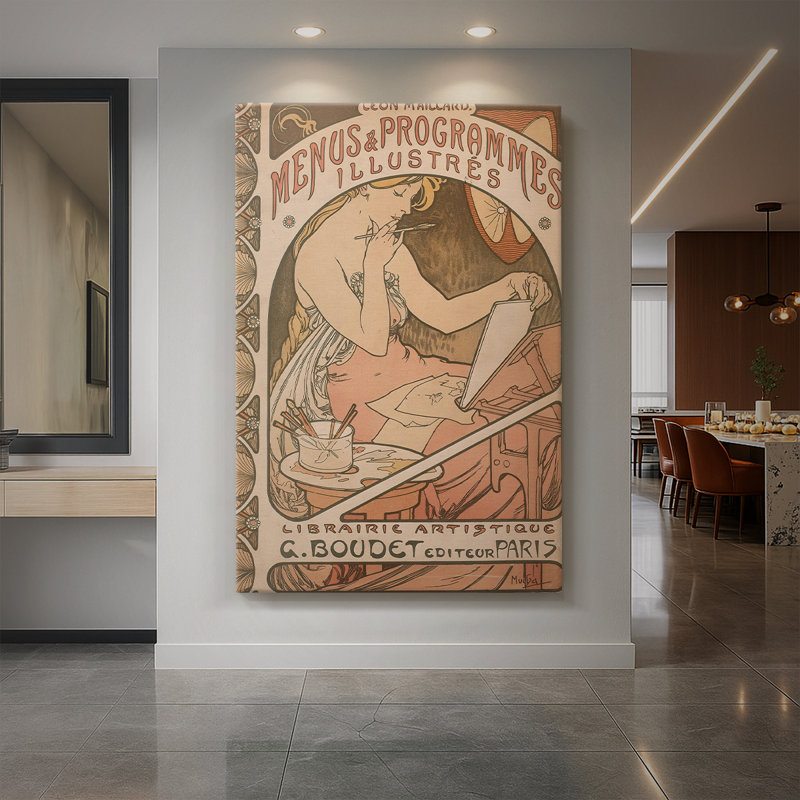 Les Menus & Programmes Illustrés -Gallery Wrapped Canvas by Alphonse Mucha, 40x60