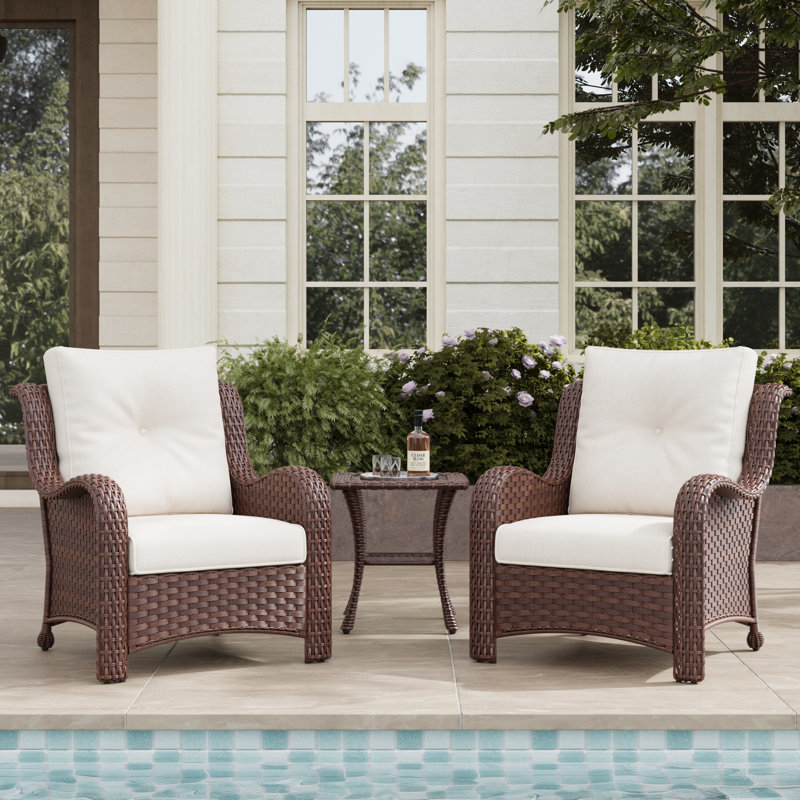 Outdoor Lounge Chair, Brown Frame/Beige Cushion