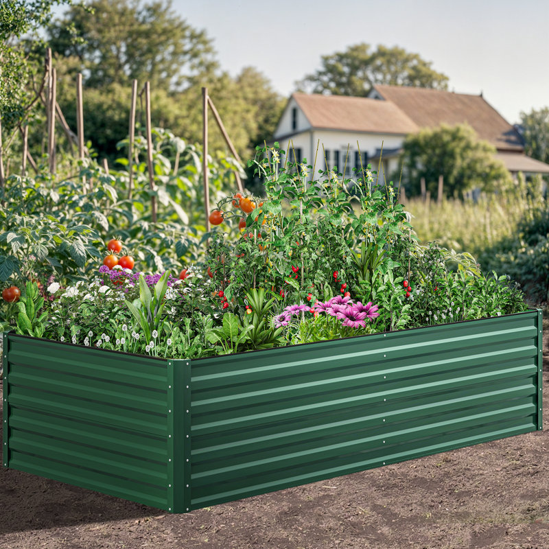 Lit de jardin surélevé en métal vert, H 24 po x l 96 po x P 48 po