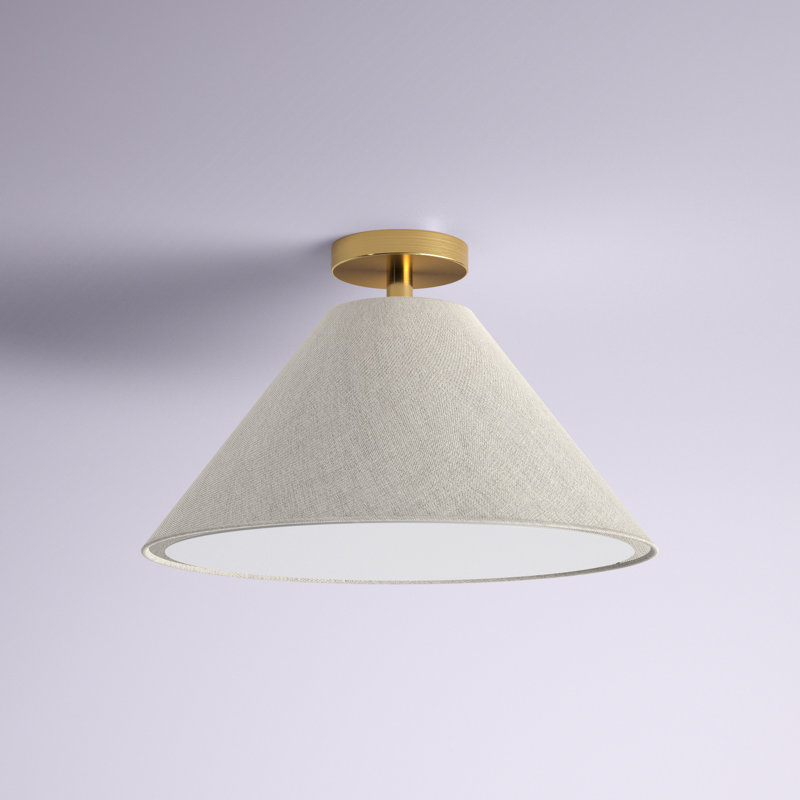 Trion Poly-Blend Flush Mount, Light Grey Fabric; White Fabric Diffuser
