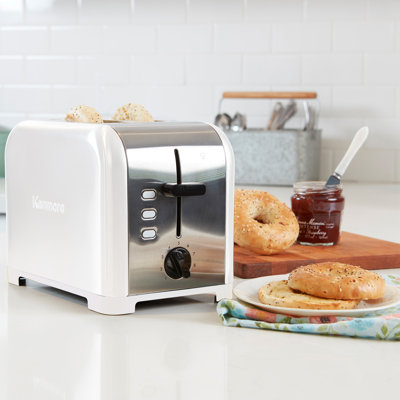 Kenmore 2 Slice Stainless Steel Toaster with Extra Wide Slots, Bagel & Defrost Functions, Adjustable Browning Control