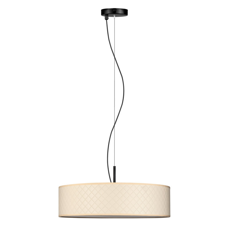 Trece Slim 3 - Light Black/White Drum Pendant, Ivory