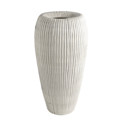 Baleen Vase-Ivory w/Brown Edges
