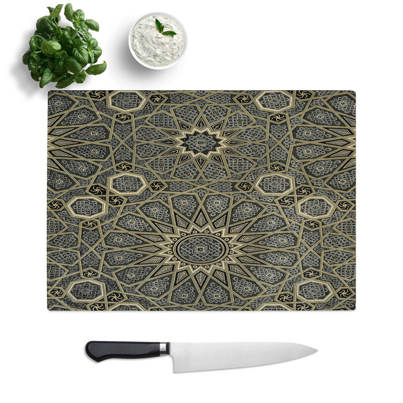 Tempered Glass an Arabian Chopping Board, 28.5 cm W x 20 cm L