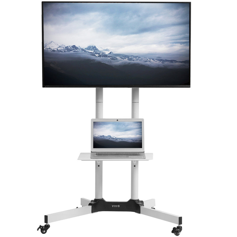 White Mobile TV Cart
