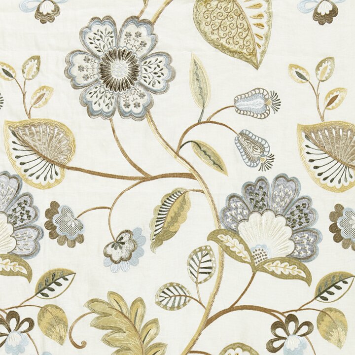 Robert Allen Interpretation Floral Beige White Fabric By The Yard