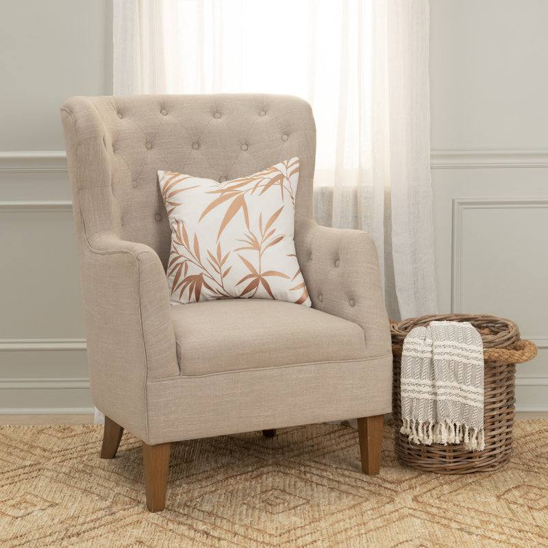 Housse et insert de coussin carré 100% coton , Ivoire / Doré