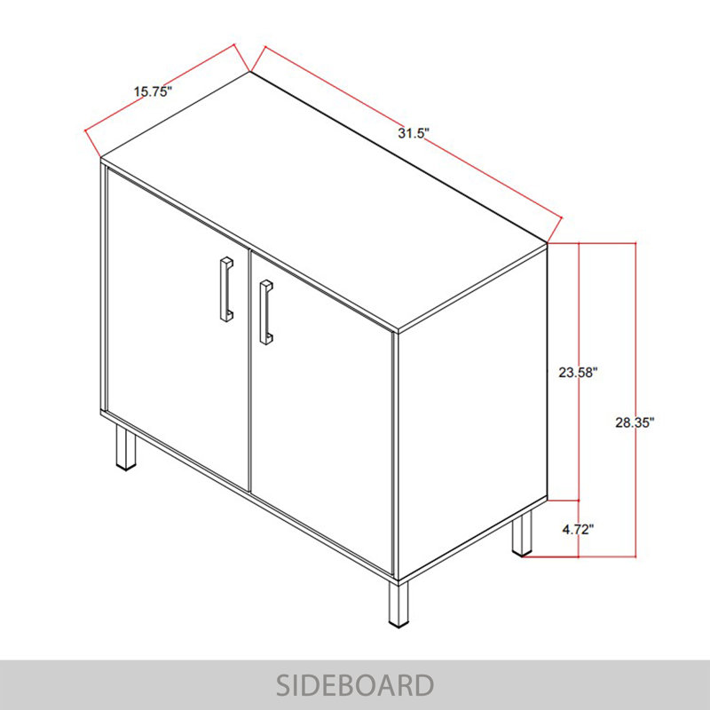 Sideboard In Dark Grey, Chêne naturel