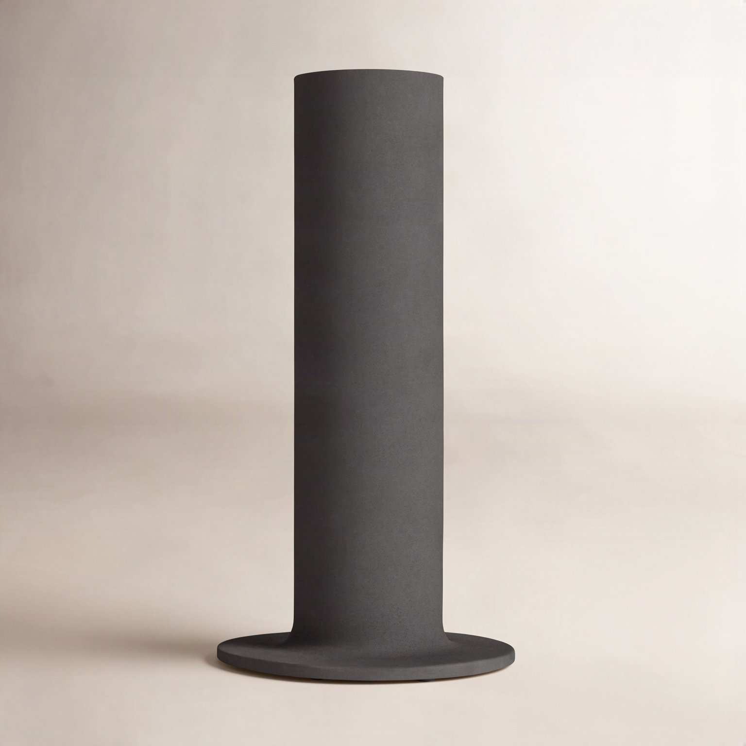 Flange Ceramic Table Vase, Black, 12" H x 6" W x 6" D