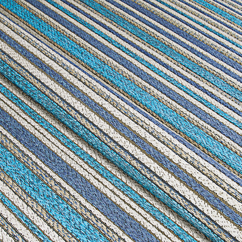 Ellenton Striped Flatweave Cobalt Teal Indoor Outdoor Area Rug, Rectangle 6'6" x 9'6"