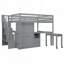 Lit mezzanine robuste en pin avec conception de maisonnette et rangement intégré, idéal pour les pièces et les petits espaces-1060503709-1060503708