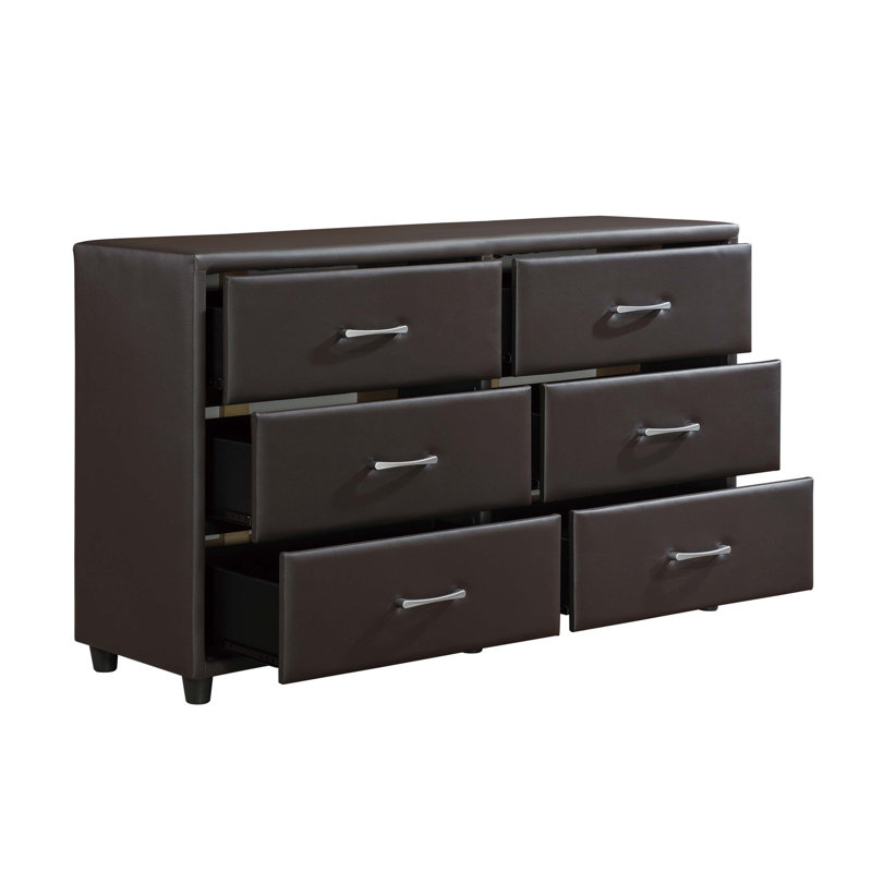Commode double 6 tiroirs Nicholes, Brun