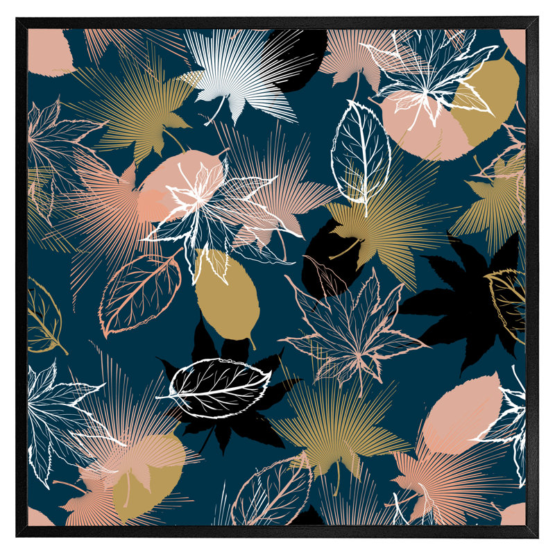 Kirkville Maple Leaves - Single Picture Frame Print, Black Framed, 61cm H x 61cm W x 4cm D