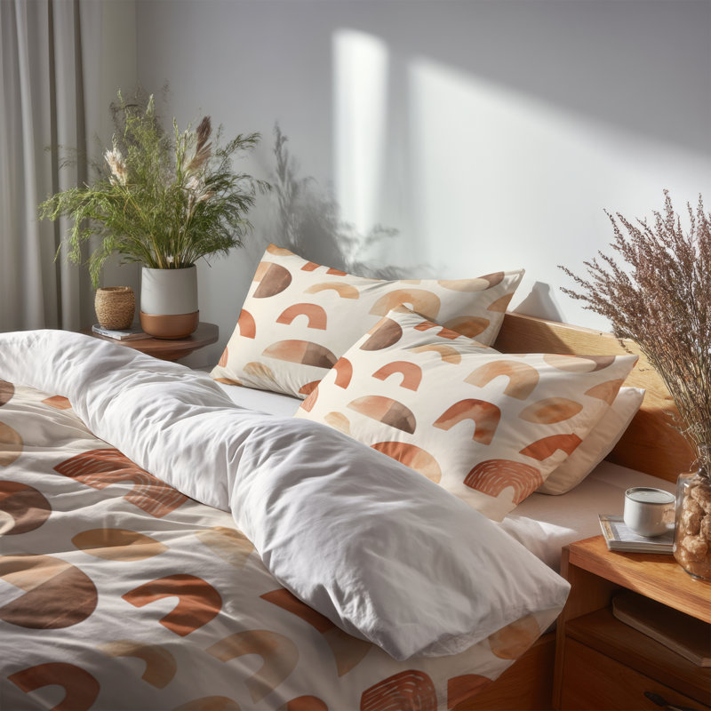 Ensemble de housse de couette et de coussins décoratifs à motif abstrait Boho Terra