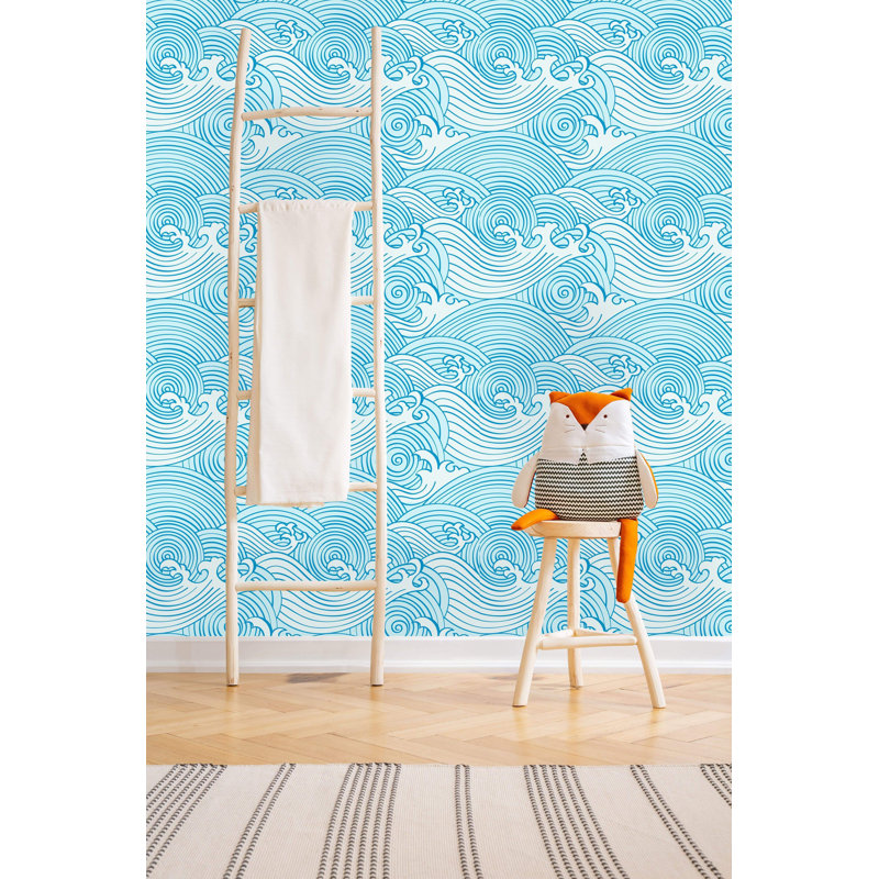 Curly Waves Peel And Stick Wallpaper, 10.42" L x 25" W