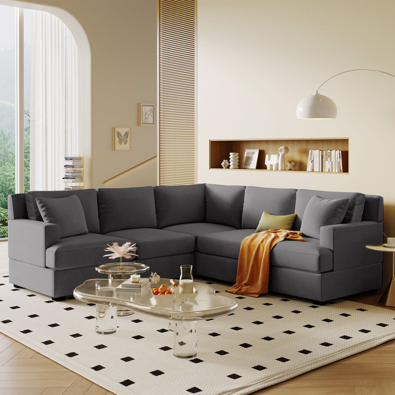 Canapé modulaire moderne avec 2 coussins et cadre solide pour le salon