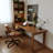 Nut-brown Rectangular Solid Wood with desk-1226342234