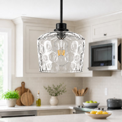 Luminaire suspendu en verre à 1 lumière Aguilera pour îlot de cuisine, hauteur 51,6 po, base E26, 60 W