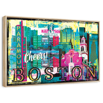Boston City Landmarks Grunge