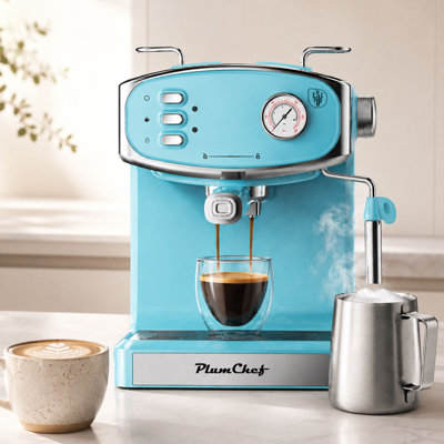 20-Bar Blue Semi-Automatic Espresso Machine with Steam Milk Frother, 54 oz Water Tank for Stylish Home Coffee Bars