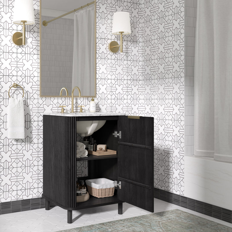 Kensington 24" Single Bathroom Vanity, Black Reeded