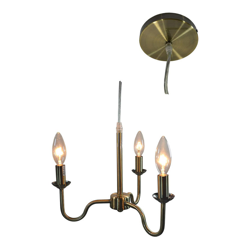 Style bougie classique/traditionnel 3 lumières lustre Tejada, Laiton antique