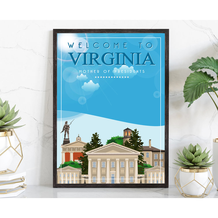 Virginia Retro Style State Travel Poster, Vintage Unframed Print, Home and Office Wall Art Trinx Size: 14 H x 11 W x 0.35 D