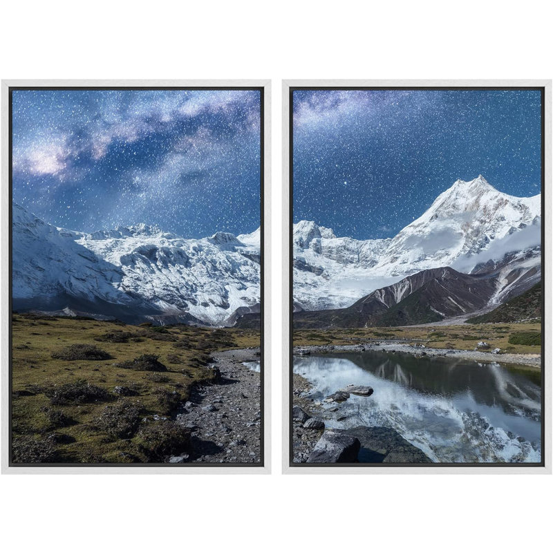 Neige blanche, montagne de l'Arctique, voie laiteuse, galaxie, photographie de paysage, Blanc, H 36 po x l 24 po
