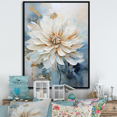 Simple beige et bleu Dahlia I - imprimé