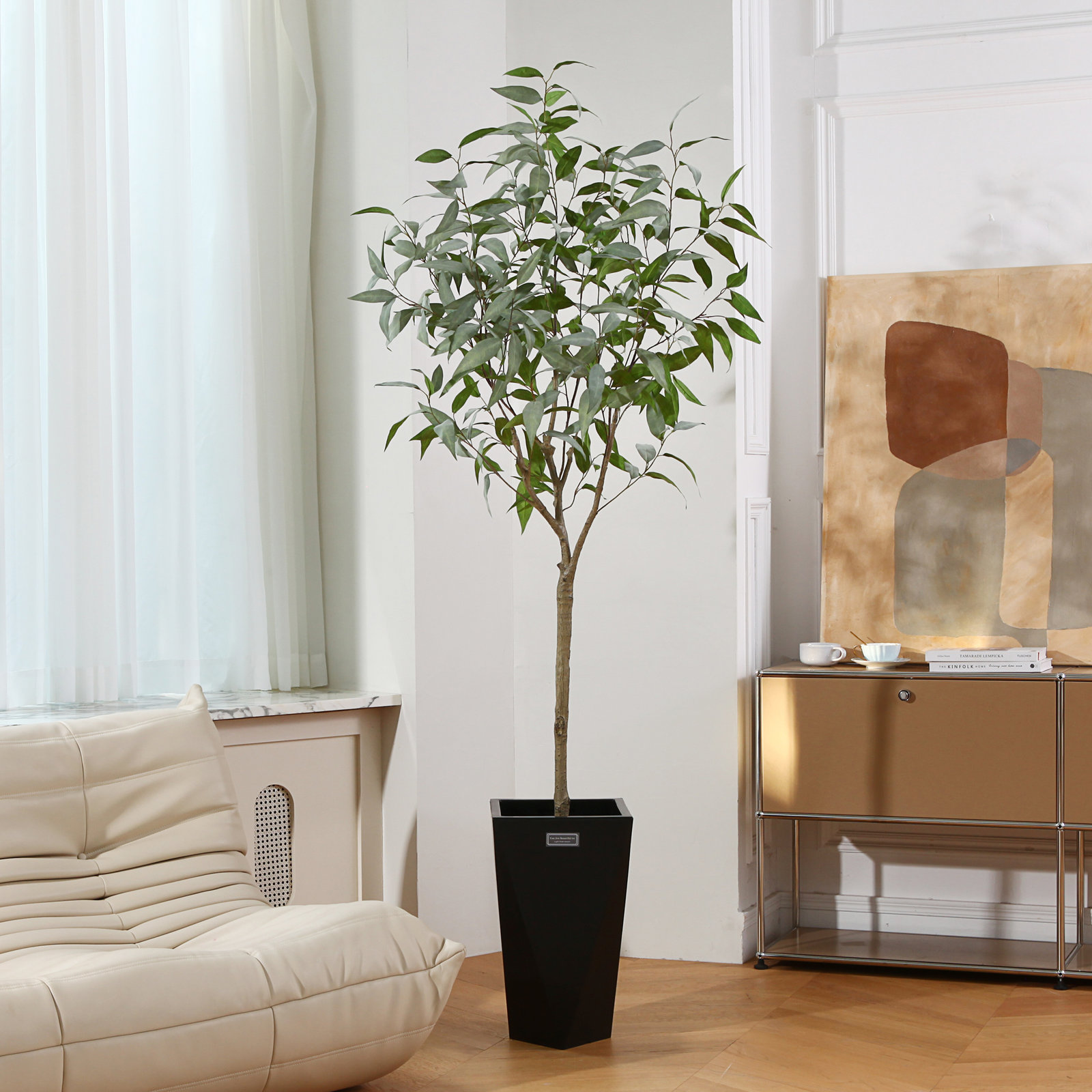 Adcock Eucalyptus Tree in Planter, 72" H x 30" W x 30" D