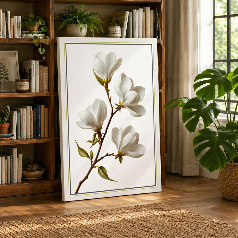 Flowering Branch Botanical - Wrapped Canvas, 24x16 - 61.0 x 40.6 cm, Cream Border