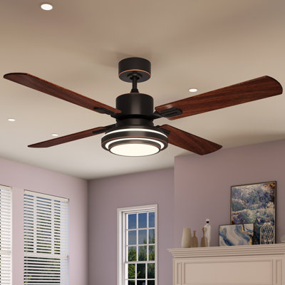Ebern Designs 52”Modern Ceiling Fan With Light And Remote Control