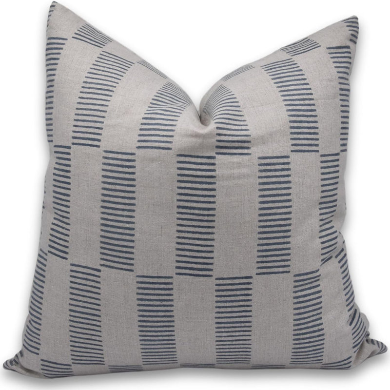 Housse de coussin en lin fabriquée à la main Fab divine pour un style écologique - Zig Zag, Carré, 26 po x 26 po