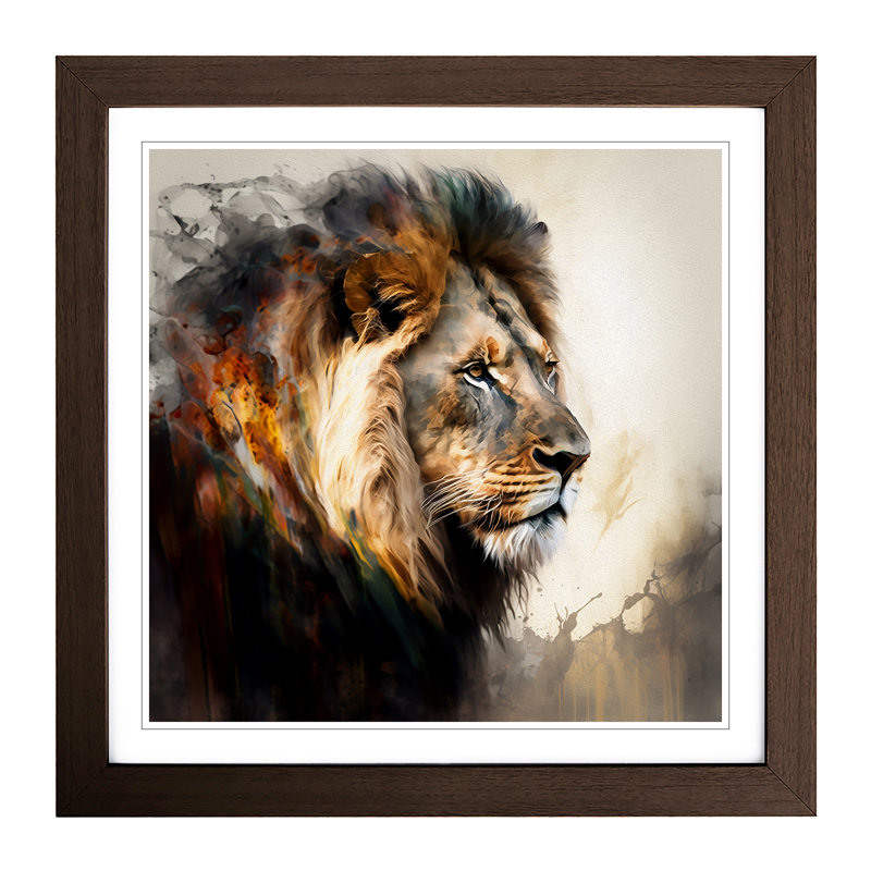 Lion - Framed Print, Walnut