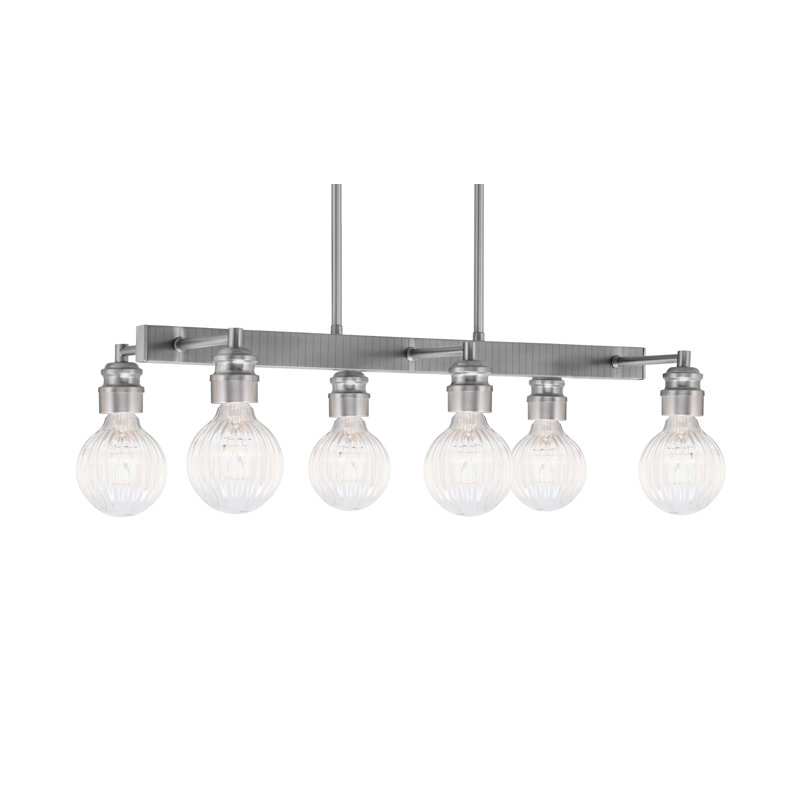 Barre d'éclairage 6 lumières Edge avec finition nickel brossé et ampoules DEL de 4 watts