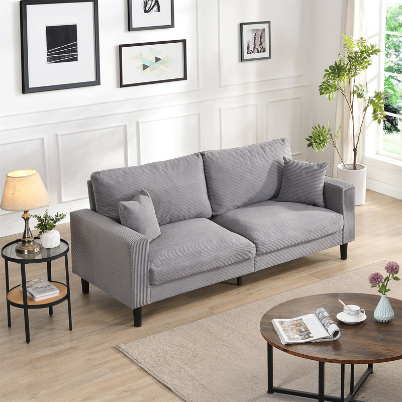74" High Resilience Three Seater Sofa, Light Gray