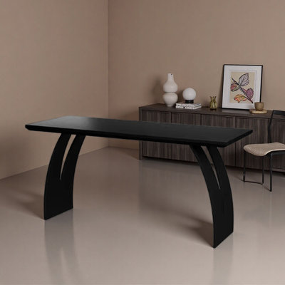Black Durable Ash Wood Iron Writing Desk