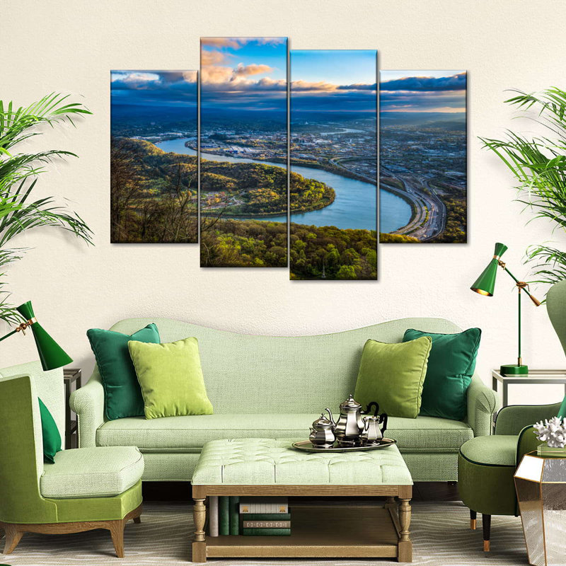 Chattanooga, Tennessee, vue aérienne, impression murale sur toile, H 54 po x l 84 po x P 1,25 po
