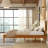 Harbor Queen Bed with Upholstered Headboard, Pecan/Swiss Coffee-2005637367-2005637368