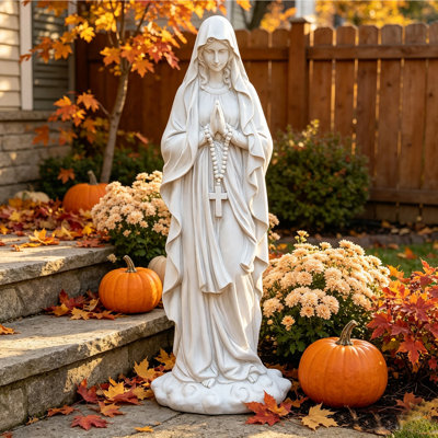31.8Inch Resin Virgin Mary Statue, Large Weatherproof Religious Garden Statue, Outdoor Indoor Deco