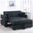 Luelle 57"W Corduroy Convertible Sleeper Loveseat With Cupholders, USB Ports, Magazine Pockets, Pillows, Tufting-1997050930-1988895378