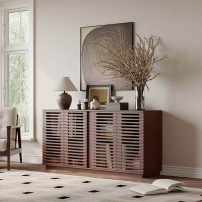 Buffet avec portes en bois massif, armoire de salle à manger avec rangement 59,92 po x P 15,75 po x H 29,53 po Living Room Furniture