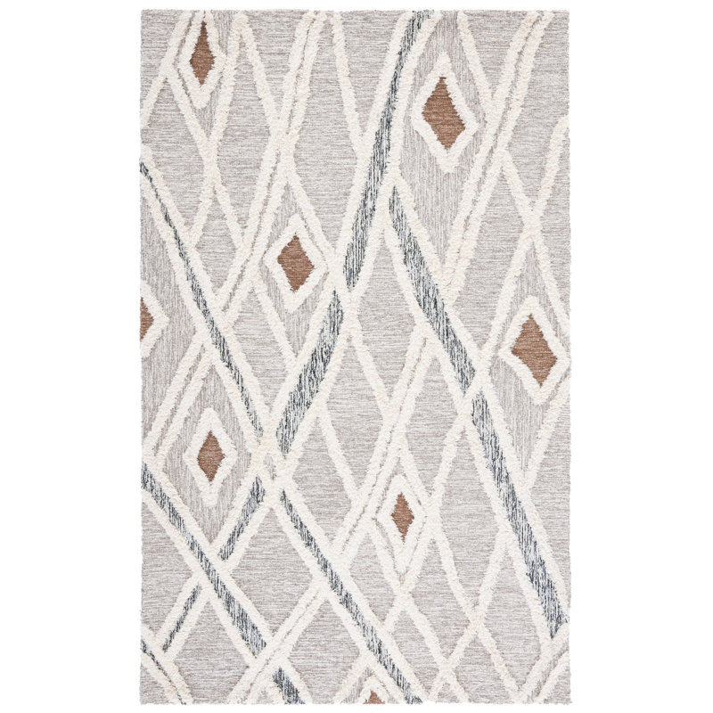 Addelyn Striped Wool Hand Tufted Area Rug, Rectangle 122 x 183 cm