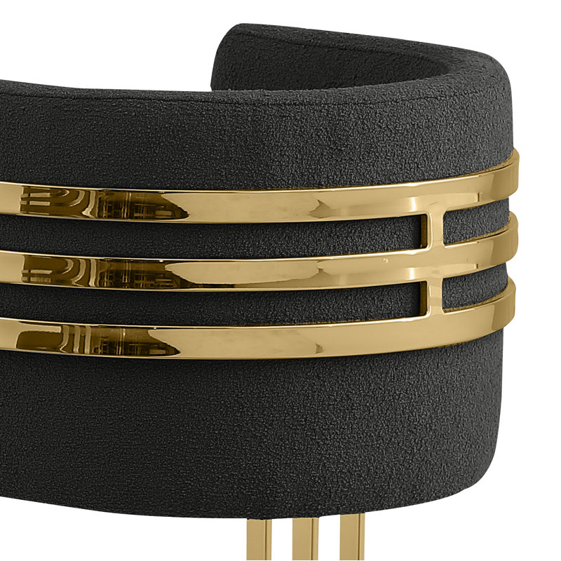 Teddy Fabric Counterheight (24") & Barstools (29") with Chrome Frame, Black, Counter stool 24", Gold