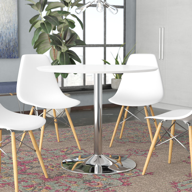 Table de salle à manger Walborn, Blanc, Chrome