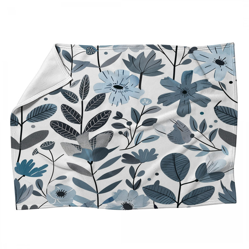 Jeté en molleton Fleurs - Jeté floral pour canapés ou lits, L 60 po x l 50 po
