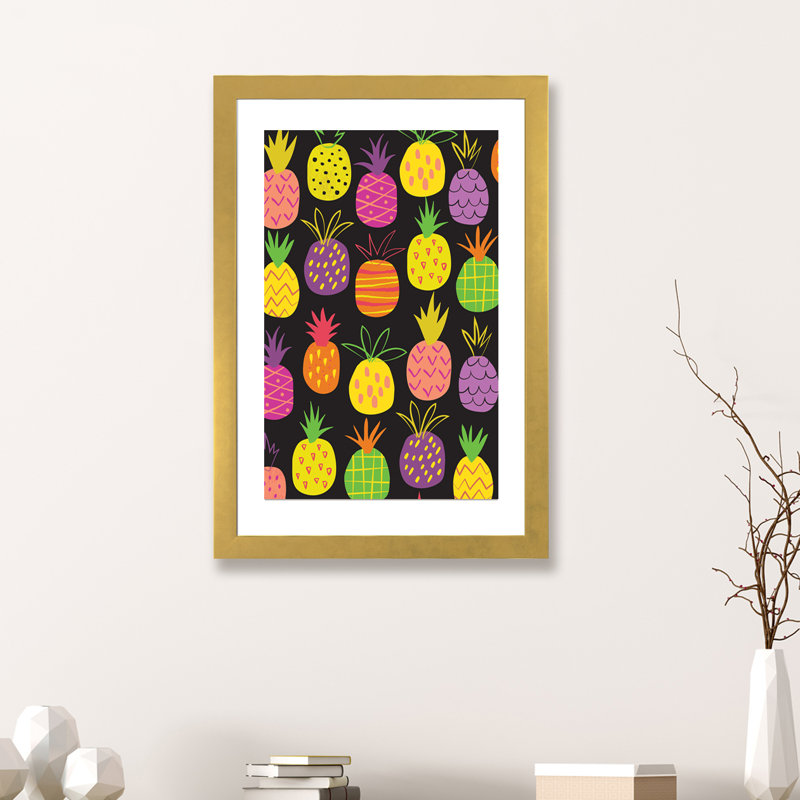 "Tutty Fruit" par Nina Seven - reproduction d'art, Blanc, H 32 po x l 24 po x P 1 po, Papier doré